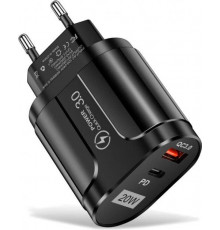 Зарядний пристрій Xiamen USB Type-C Super Charge/Quick Charge 3.0 PD 20W Black (050559)