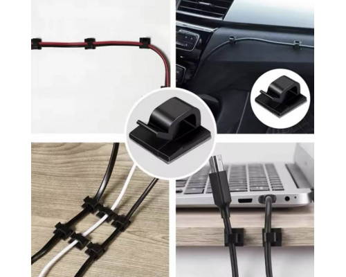 Органайзер фіксатор кабелю Captain тримач для дроту самоклейний 3M XM 20 шт Чорний (hub_3jng3f)