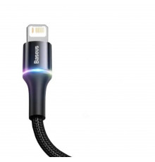 Зарядка USB кабель BASEUS для синхронізації і зарядки iPhone Apple Lightning з led підсвічуванням 1 м Чорний
