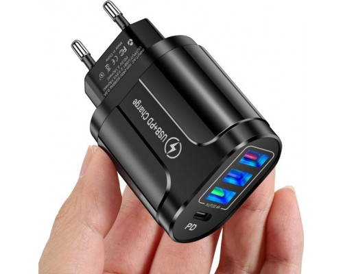 Зарядний пристрій Mirrow 3 USB Type-C Super Charge/Quick Charge 3.0 5V/2.4A Black (355621451) Зарядний пристрій Mirrow 3 USB Type-C Super Charge/Quick Charge 3.0 5V/2.4A Black (355621451)