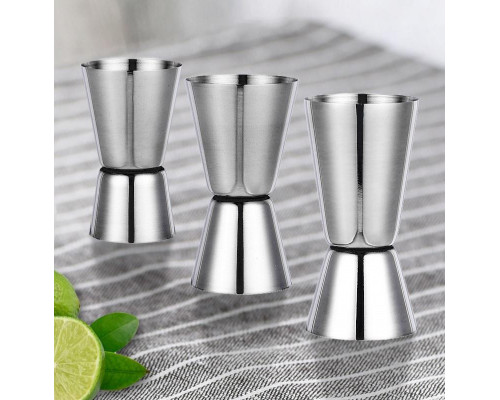 Джигер барний двосторонній BAR мірна склянка 25/50 мл Сріблястий (C051205)