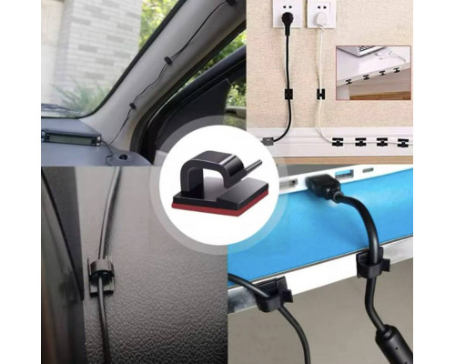 Органайзер фіксатор кабелю Captain тримач для дроту самоклейний 3M XM 20 шт Чорний (hub_3jng3f)