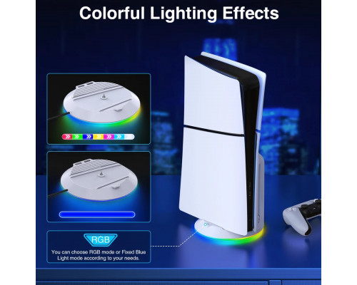 Вертикальний стенд BebonCool для Sony PlayStation PS5 Slim з RGB підсвічуванням і 2 USB Hub Білий Вертикальний стенд BebonCool для Sony PlayStation PS5 Slim з RGB підсвічуванням і 2 USB Hub Білий
