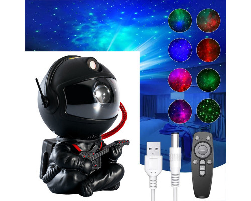 Проектор-нічник No Brand HR-F2 Black Астронавт із гітарою 8 режимів 13059-83041