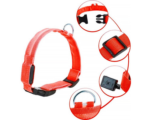 Світлодіодний LED нашийник Lesko Red L USB Світлодіодний LED нашийник Lesko Red L USB