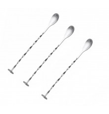 Набір барних коктейльних ложок ТМ з нержавіючої сталі 25,5 см 3 шт Сріблястий (С051370-3)